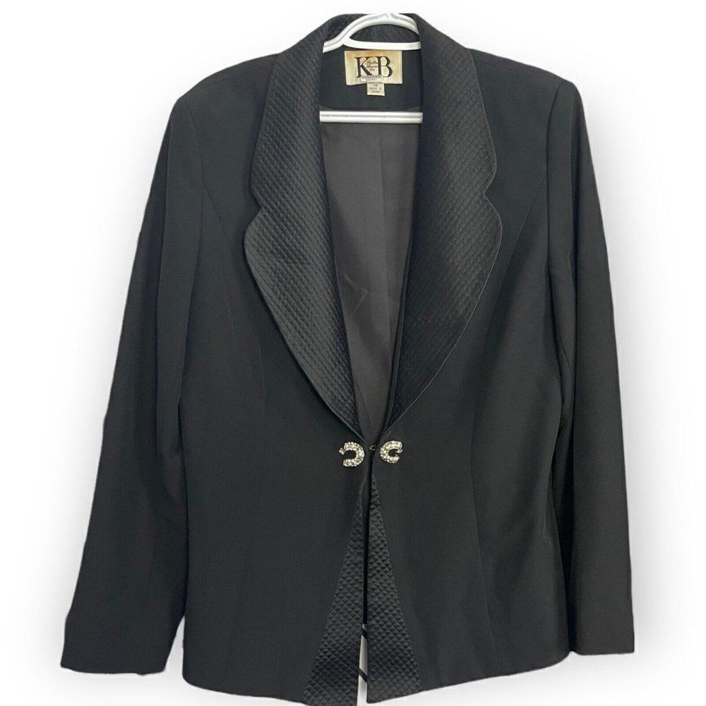 Stella Louise KB Blazer Jacket Women's Size 14 Black Bling Dark Academia Vintage